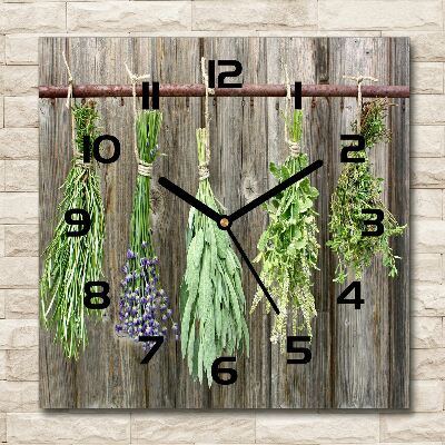 Square wall clock Herbs on a string