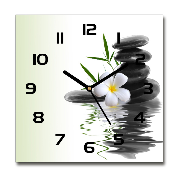 Square wall clock Orchid and stones