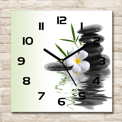 Square wall clock Orchid and stones