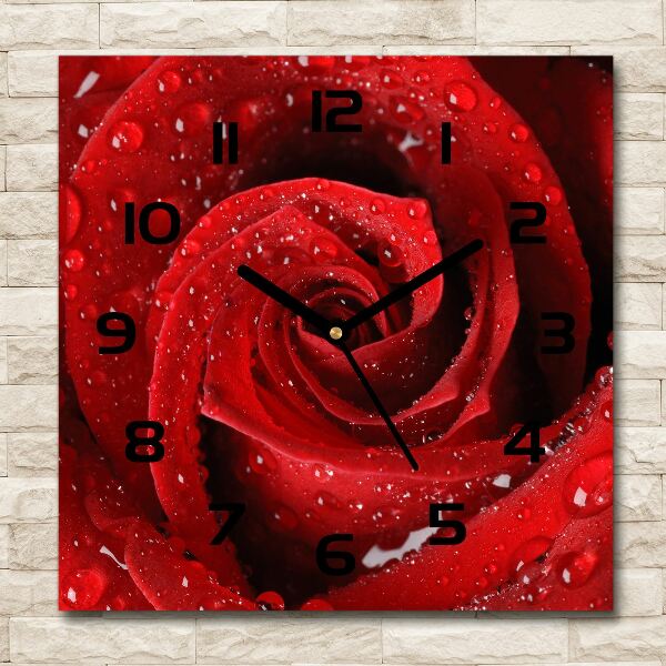 Square wall clock Rose drops