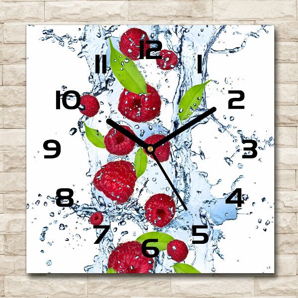 Square wall clock Raspberries and water