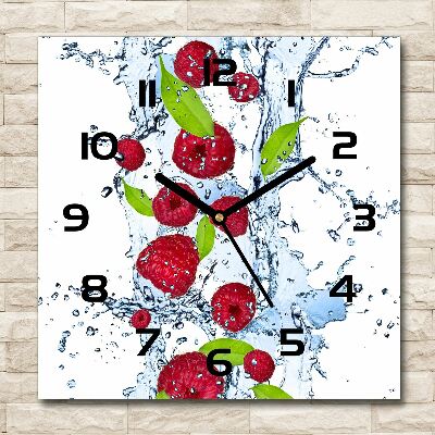 Square wall clock Raspberries and water