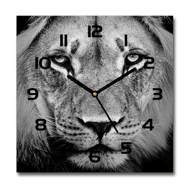 Square wall clock Portrait of a lion