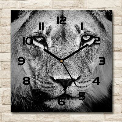 Square wall clock Portrait of a lion