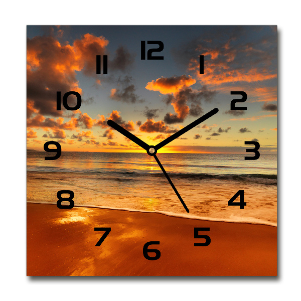 Square glass wall clock Australian beach