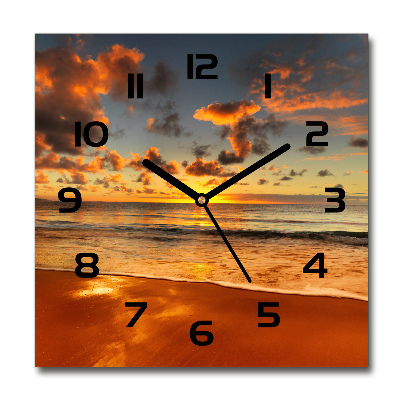 Square glass wall clock Australian beach