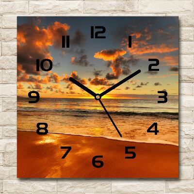 Square glass wall clock Australian beach