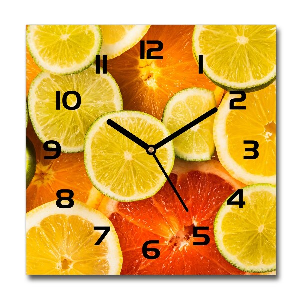 Square wall clock Citrus fruits