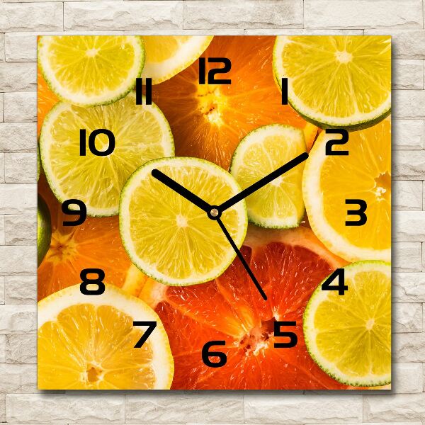 Square wall clock Citrus fruits