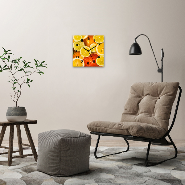 Square wall clock Citrus fruits