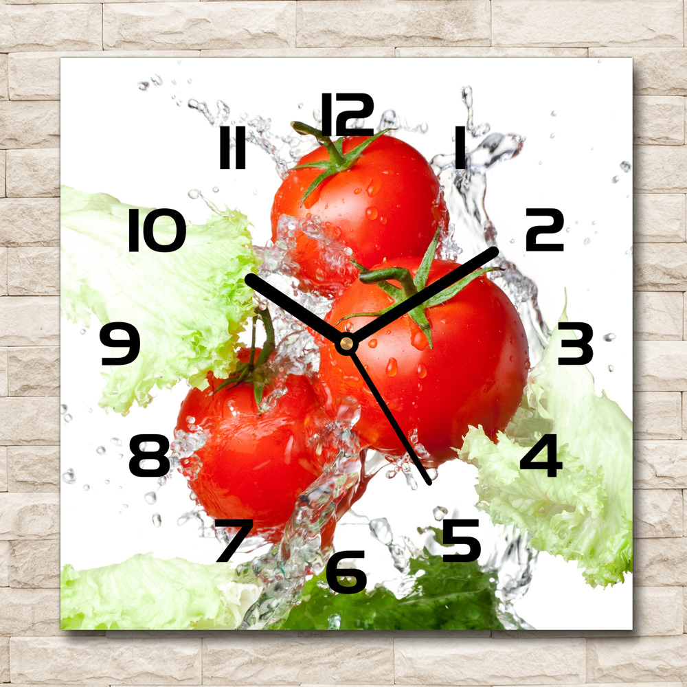 Square wall clock Tomatoes and lettuce