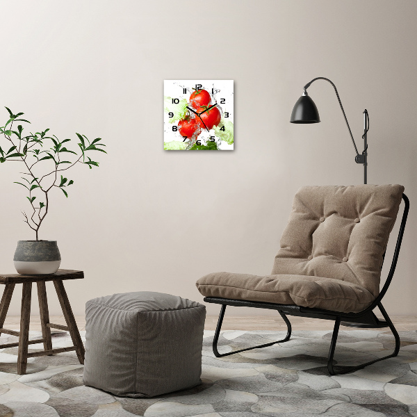 Square wall clock Tomatoes and lettuce