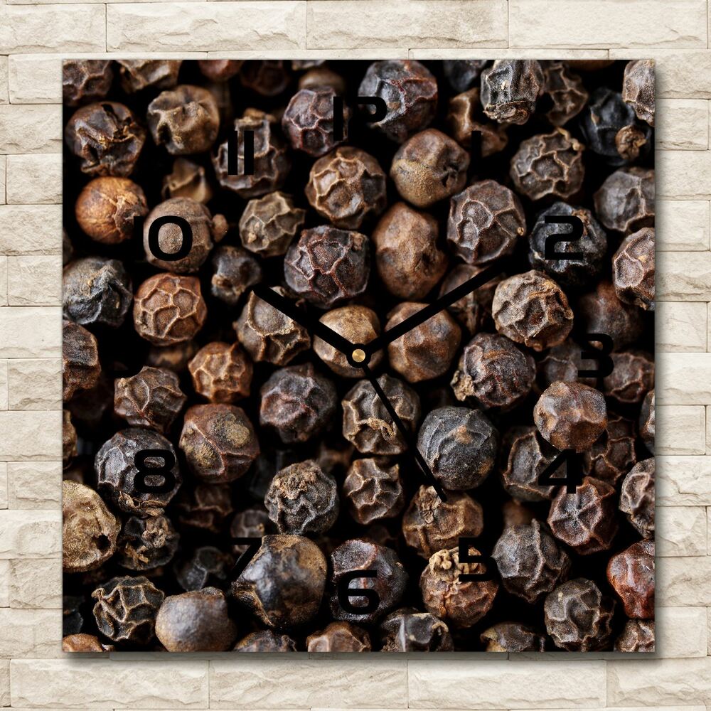 Square kitchen clock Pepper grains