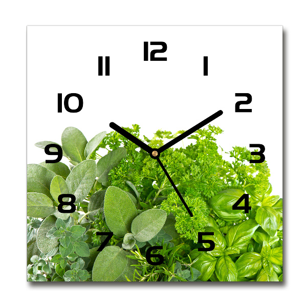 Square kitchen clock Herbs