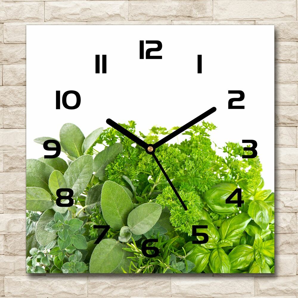 Square kitchen clock Herbs