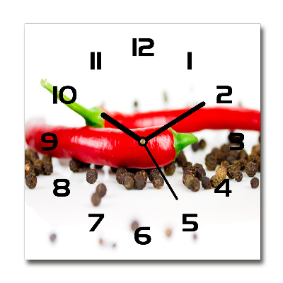 Square kitchen clock Chilli and pepper