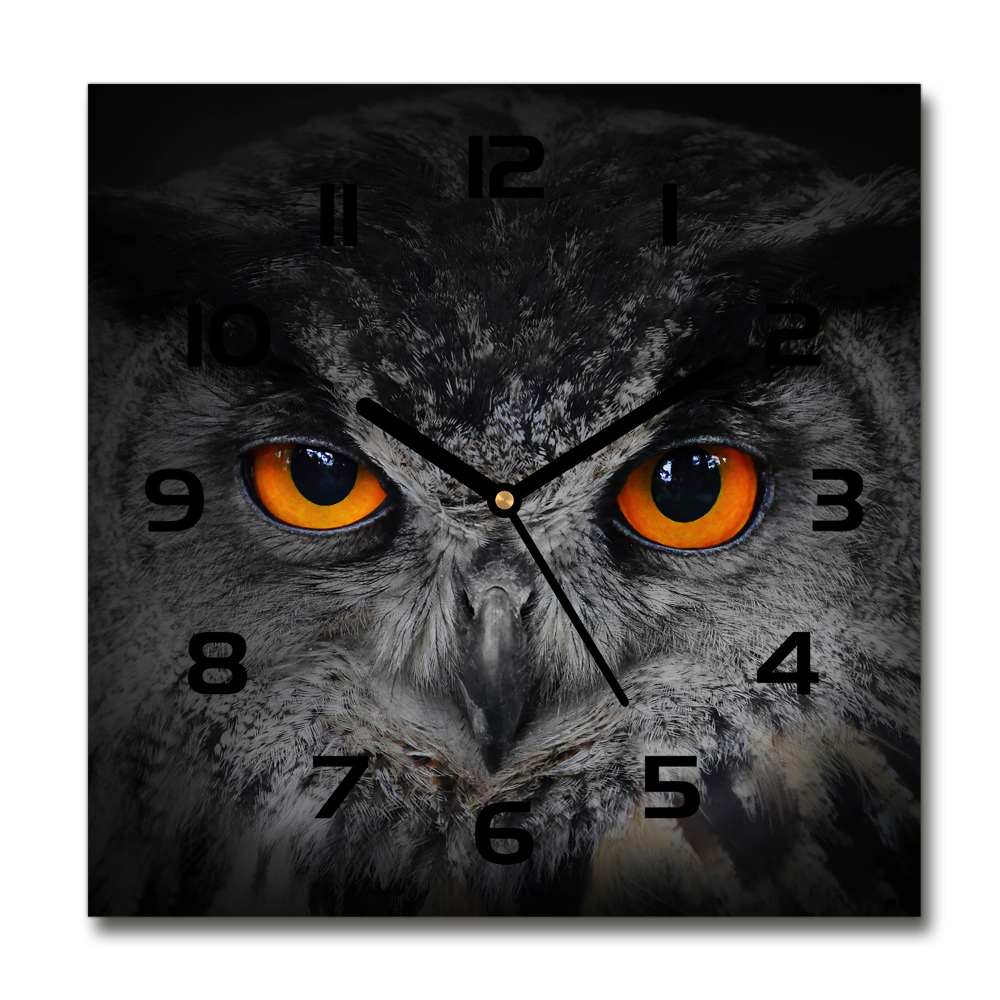 Square wall clock Owl devilish eyes