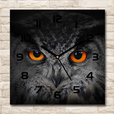 Square wall clock Owl devilish eyes