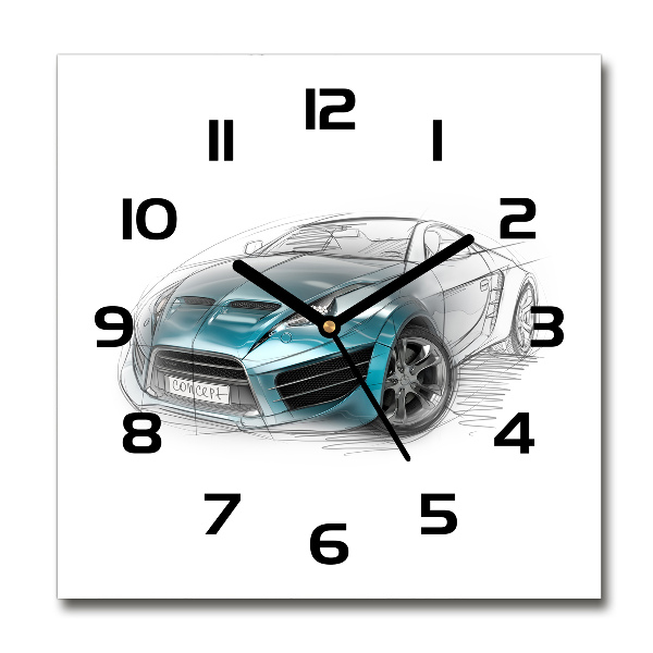 Square kitchen clock Sketch of the car