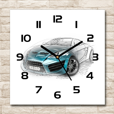 Square kitchen clock Sketch of the car