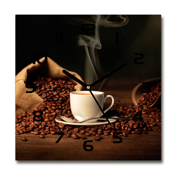 Square wall clock Coffee in a cup