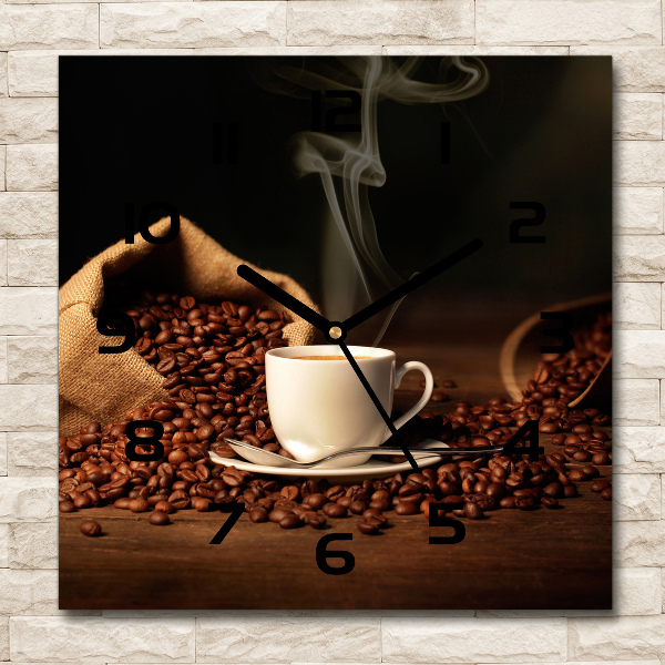 Square wall clock Coffee in a cup