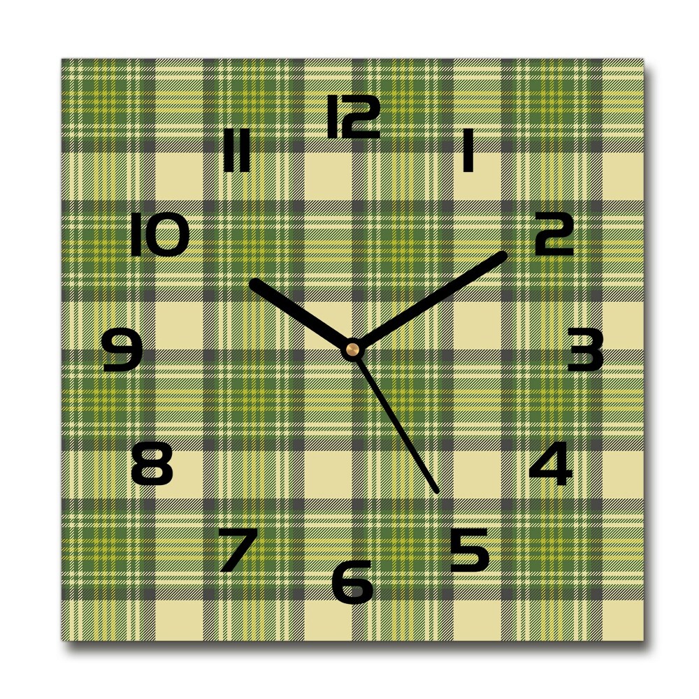 Square glass clock Green grille