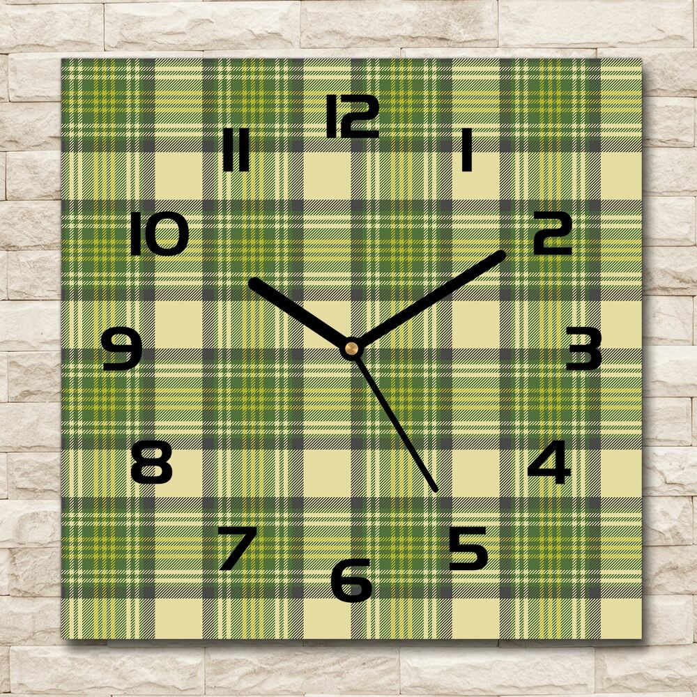 Square glass clock Green grille