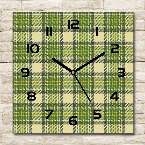 Square glass clock Green grille