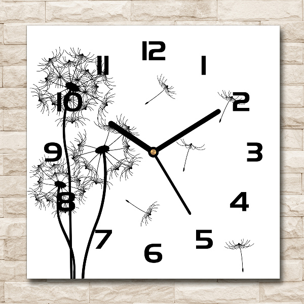 Square wall clock dandelions