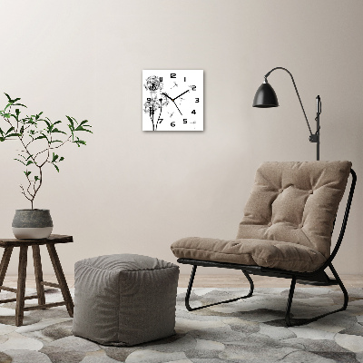 Square wall clock dandelions