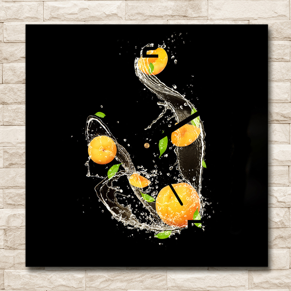 Square wall clock Apricots and water