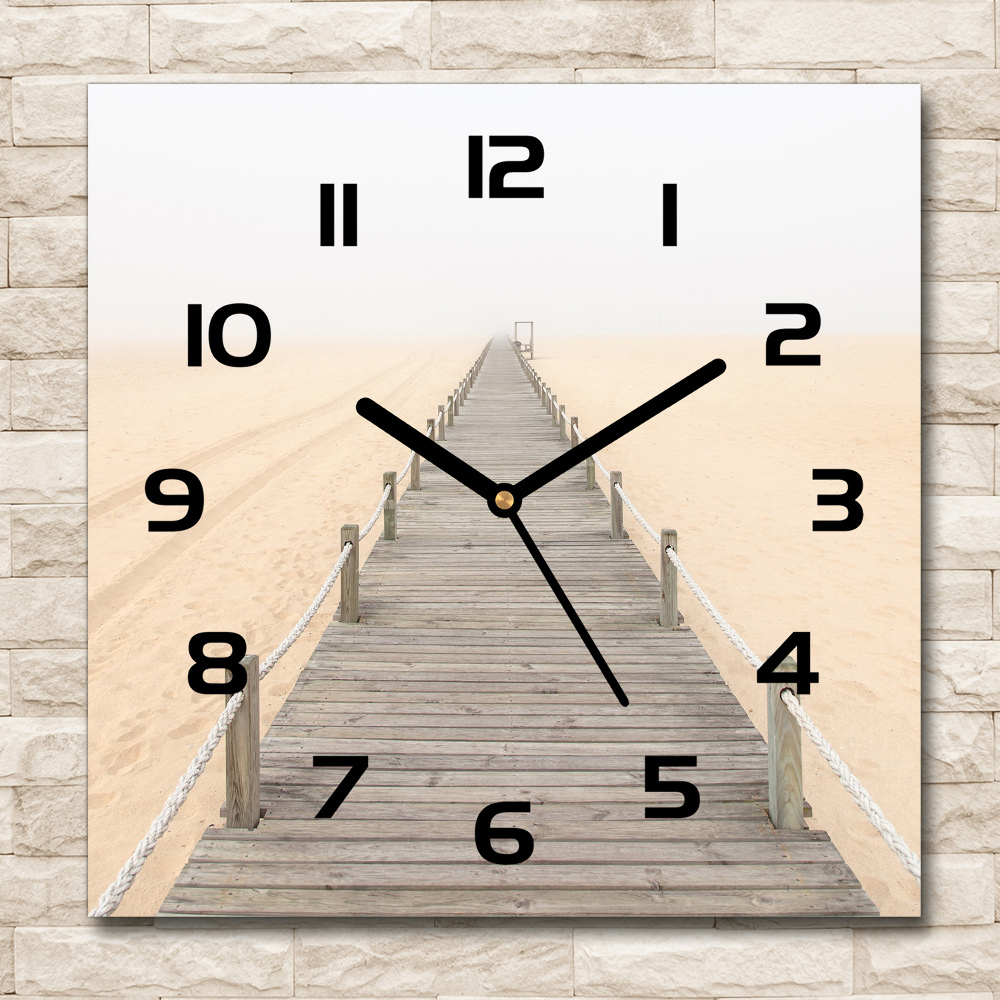 Square kitchen clock Path on the beach