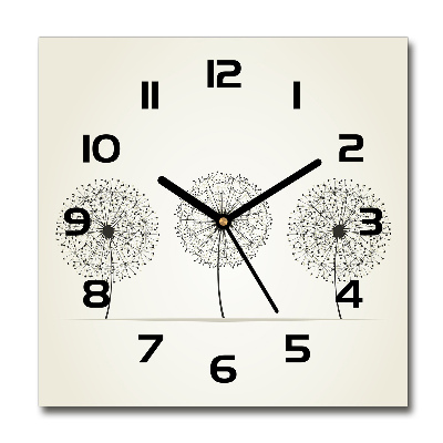 Square glass wall clock dandelions