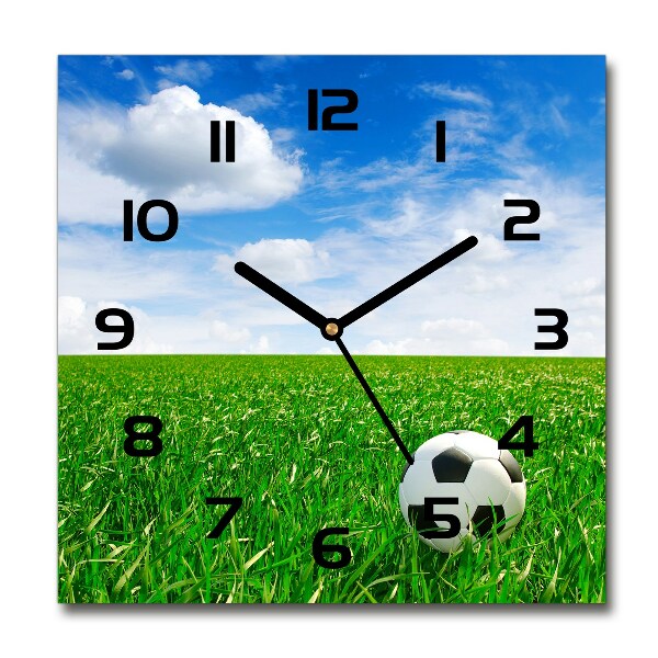 Square wall clock Football in the meadow