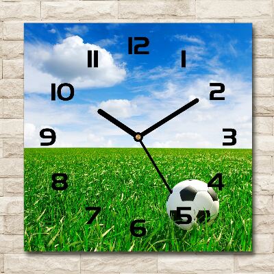 Square wall clock Football in the meadow