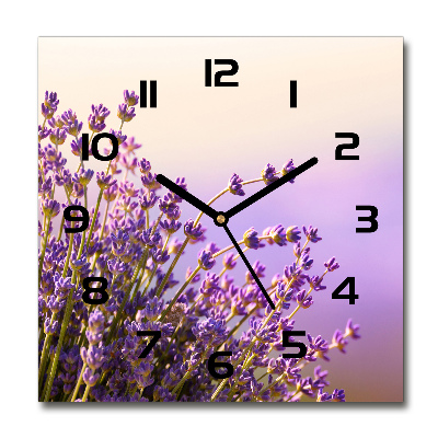 Square glass wall clock Lavender