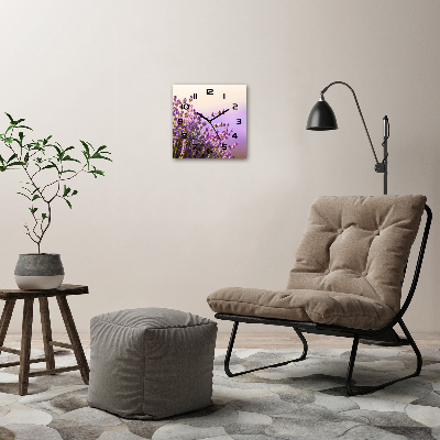 Square glass wall clock Lavender