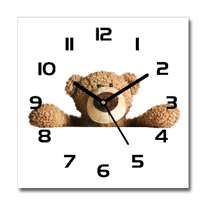 Square wall clock Teddy bear