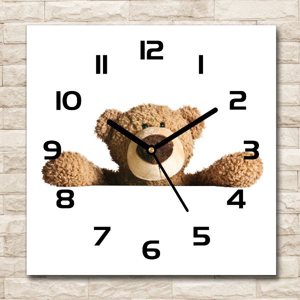 Square wall clock Teddy bear