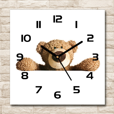 Square wall clock Teddy bear