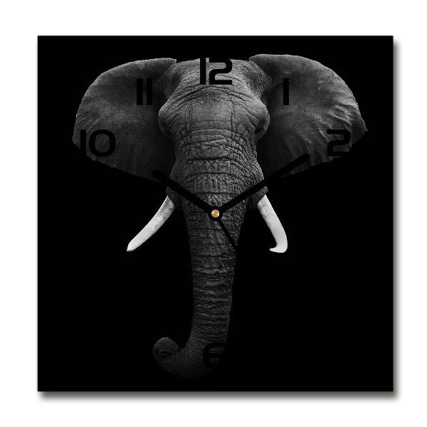 Square glass wall clock African elephant