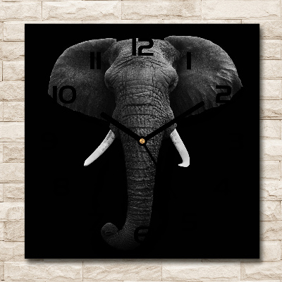 Square glass wall clock African elephant