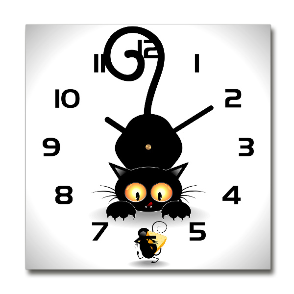 Square wall clock Cat and mouse