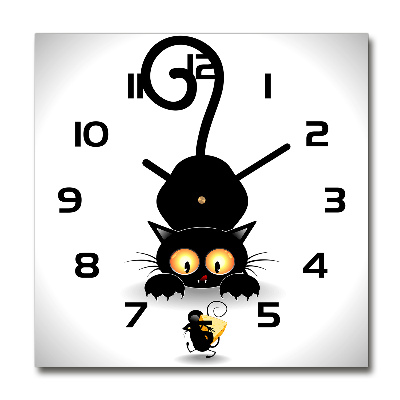 Square wall clock Cat and mouse