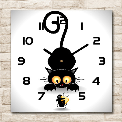 Square wall clock Cat and mouse