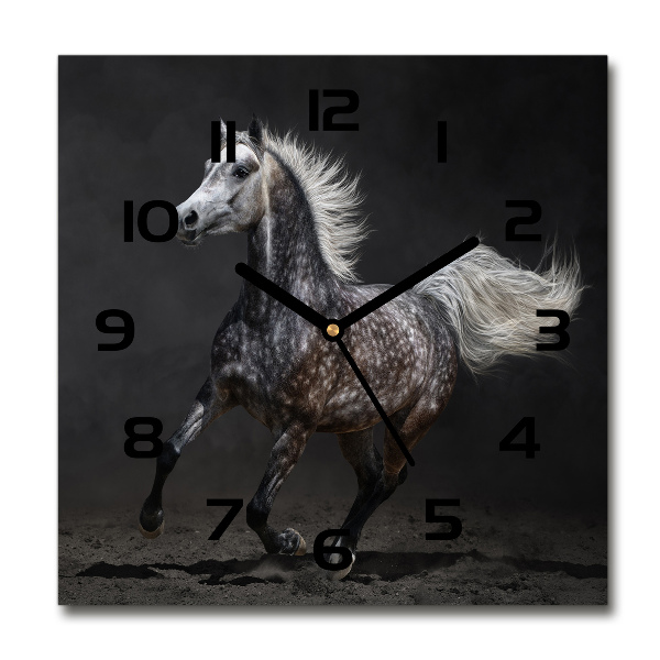 Square wall clock Gray Arabian horse