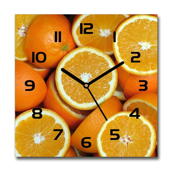 Square glass clock Half of Orange