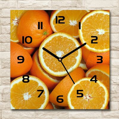 Square glass clock Half of Orange