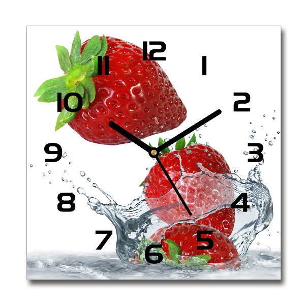 Square kitchen clock Strawberries and water